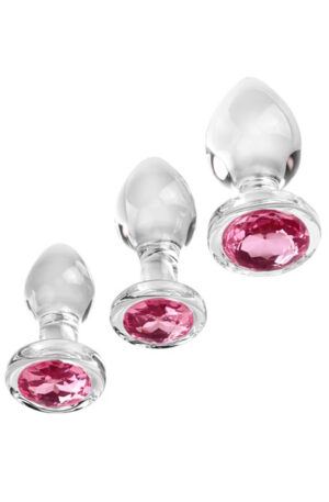 Adam & Eve Pink Gem Glass Plug Set - Stikla anālais spraudnis 1