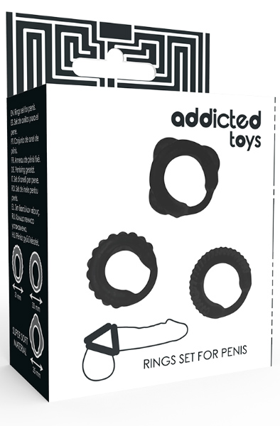 Addicted Toys Penis Ring Set Black - Gaiļa gredzenu komplekts 2
