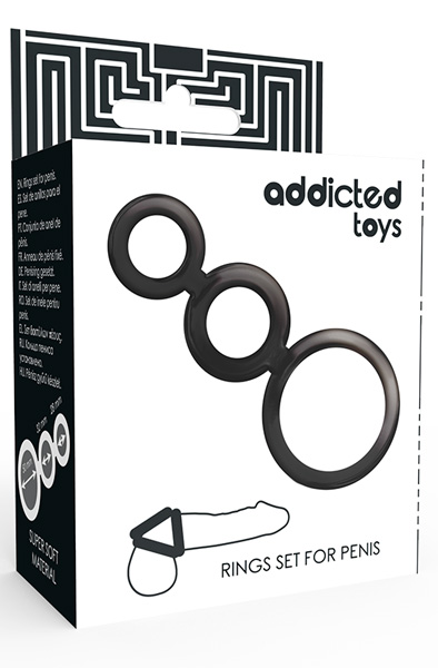 Addicted Toys Rings Set For Penis Black - Gaiļa gredzens 2