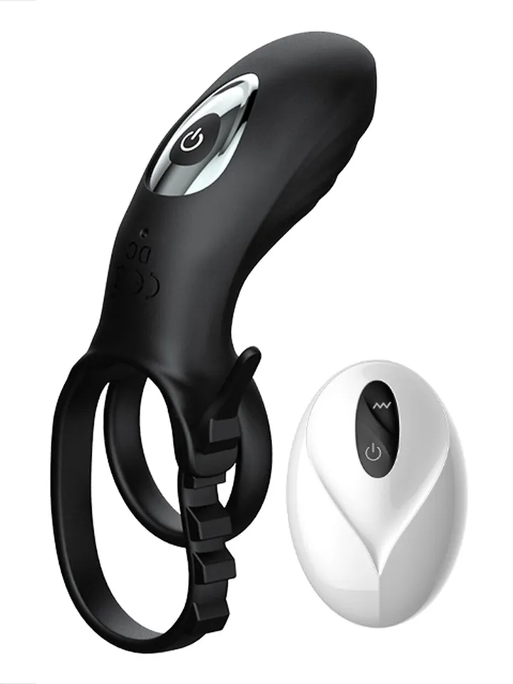 Adjustable Double Penis Ring With Remote - Vibrējošs gaiļa gredzens 1 [full]