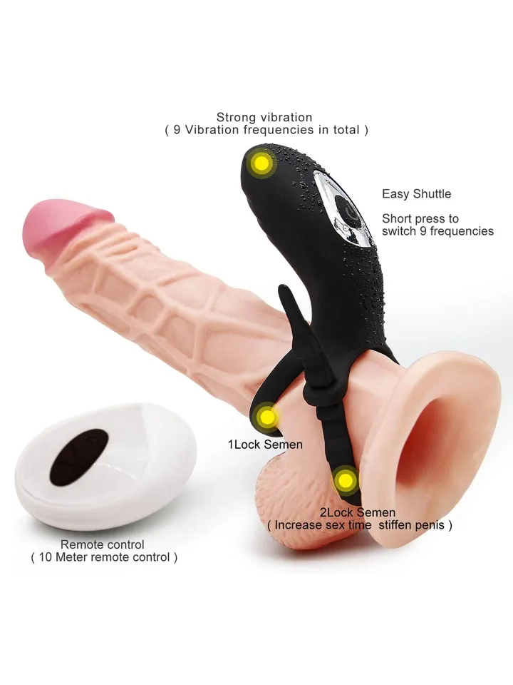 Adjustable Double Penis Ring With Remote - Vibrējošs gaiļa gredzens 4 [full]