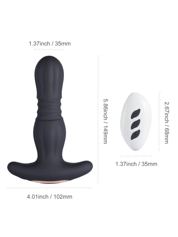 Agas Thrusting Butt Plug With Remote Control - Vibrējošs anālais spraudnis 4 [full]
