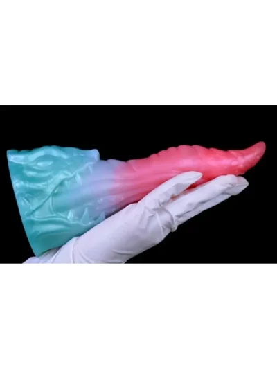 Alien Beast Cyan Rainbow Dildo 21 cm - Dragon dildo 3