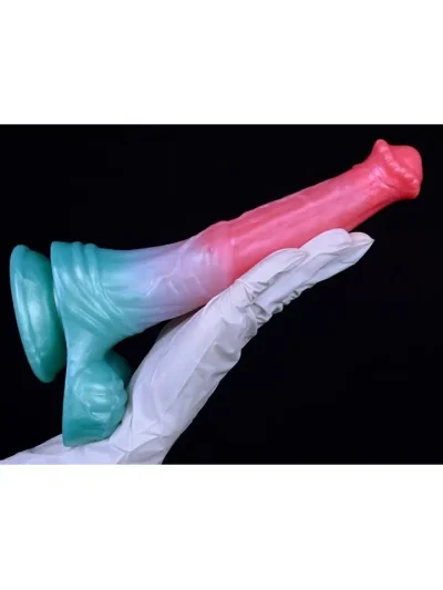 Alien Beast Cyan Rainbow Dildo 24,8 cm - Dragon dildo 4