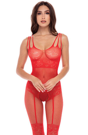 All Heart Crotchless Bodystock Red - Bodystocking 1