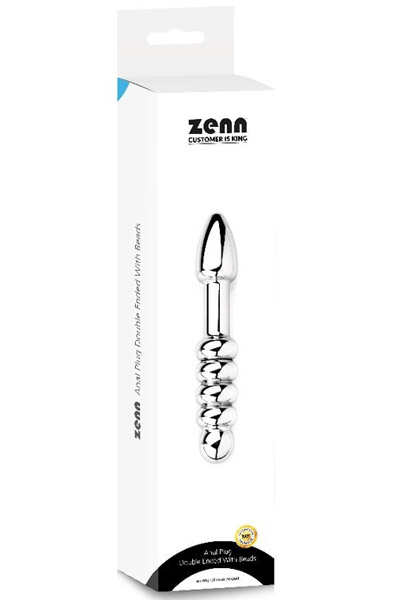 Anal Plug Double Ended With Beads 18cm - Anālais spraudnis metāla 2