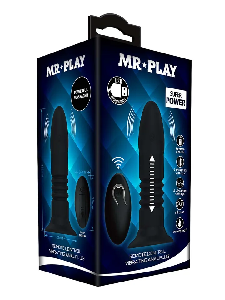 Anal Plug With 4 Vibration & 4 Thrusting Modes - Anālais spraudnis ar tālvadību 3 [full]