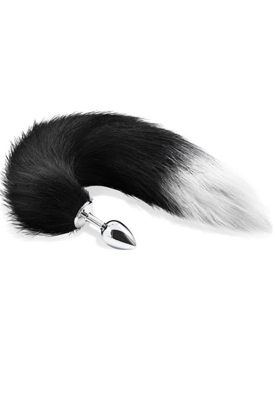Anal Plug With Black & White Tail Medium - Dzīvnieka astes anālais spraudnis 1