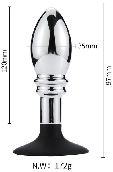 Anal Plug With Suction Cup-One Ball 10cm - Anālais spraudnis metāla 2