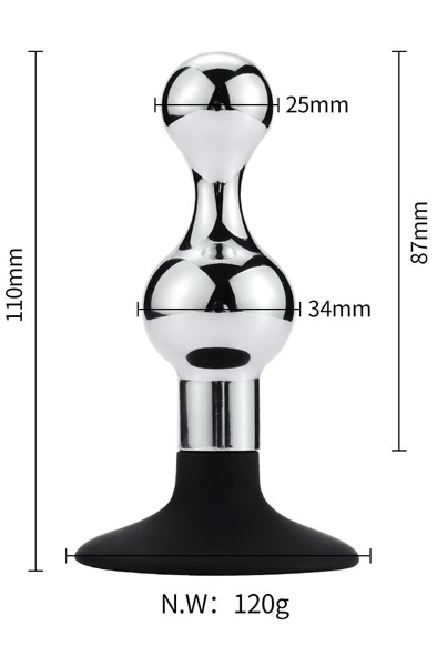 Anal Plug With Suction Cup-Sandglass 11cm - Anālais spraudnis metāla 2