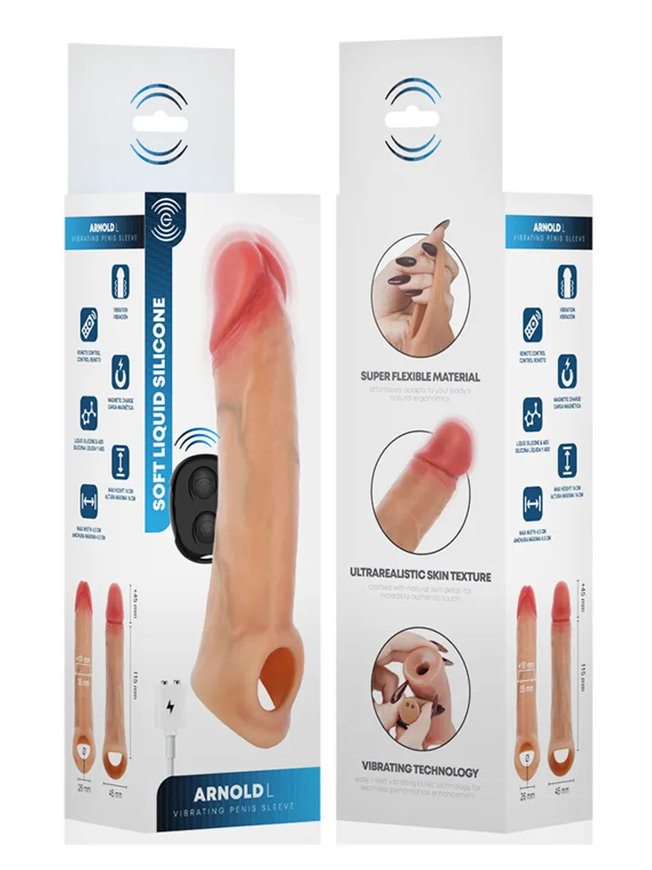 Arnold Vibrator Penis Sleeve With Remote 16 cm - Vibrējošs penisa pagarinātājs 6 [full]