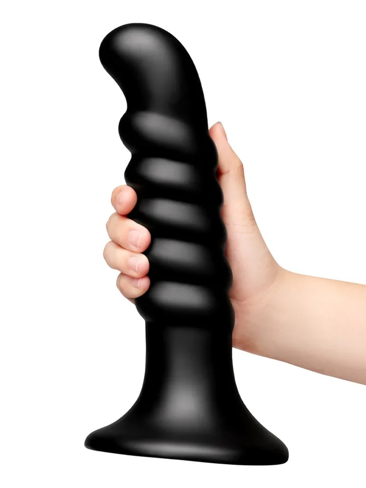 B-vibe Krush Curved & Ribbed Dildo - Anālais dildo 1 [full]