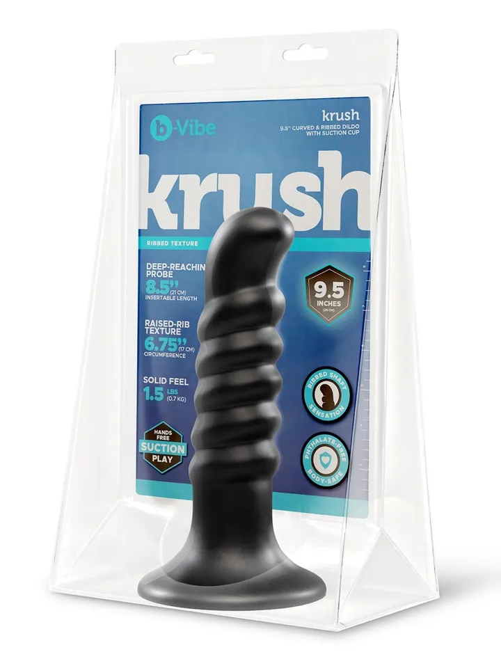 B-vibe Krush Curved & Ribbed Dildo - Anālais dildo 3 [full]