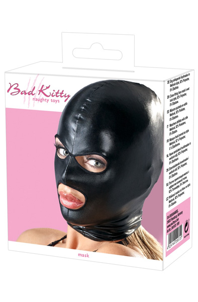 Bad Kitty Shiny Black Wetlook Mask - BDSM maska 2
