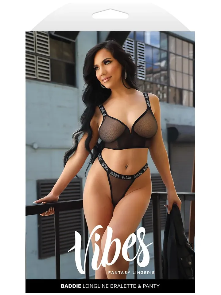 Baddie Longline Mesh Bralette & Panty - Underklädesset 4
