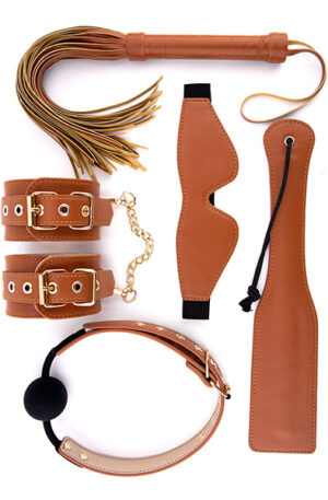 BDSM Set Cognac Vegan Leather - Verdzības komplekts 1