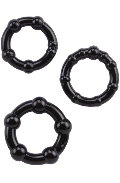 Beaded Cock Rings Set Black - Gaiļa gredzenu komplekts 2