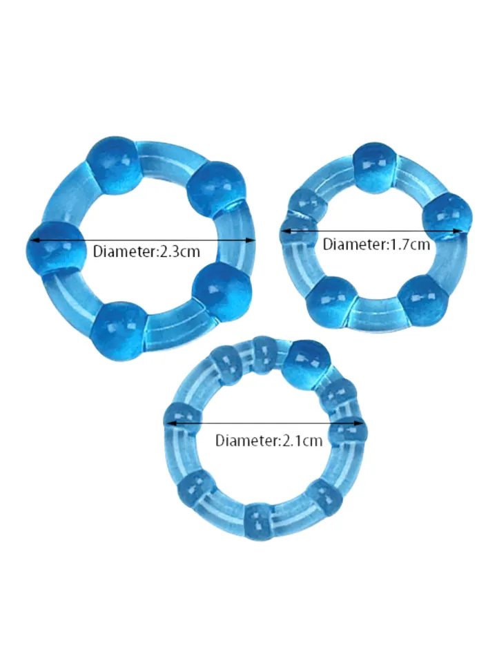 Beaded Ring Set Blue 3-Pack - Gaiļa gredzenu komplekts 2 [full]