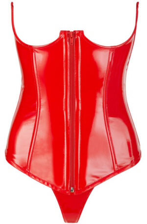 Black Level Vinyl Corset With Thong Red - Korsete 1