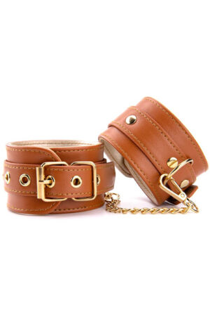 Blaze Elite Hand Cuffs Cognac Vegan Leather - Rokudzelži 1