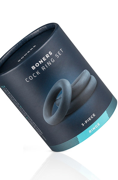 Boners 3-Piece Cock Ring Set Grey - Gaiļa gredzenu komplekts 4