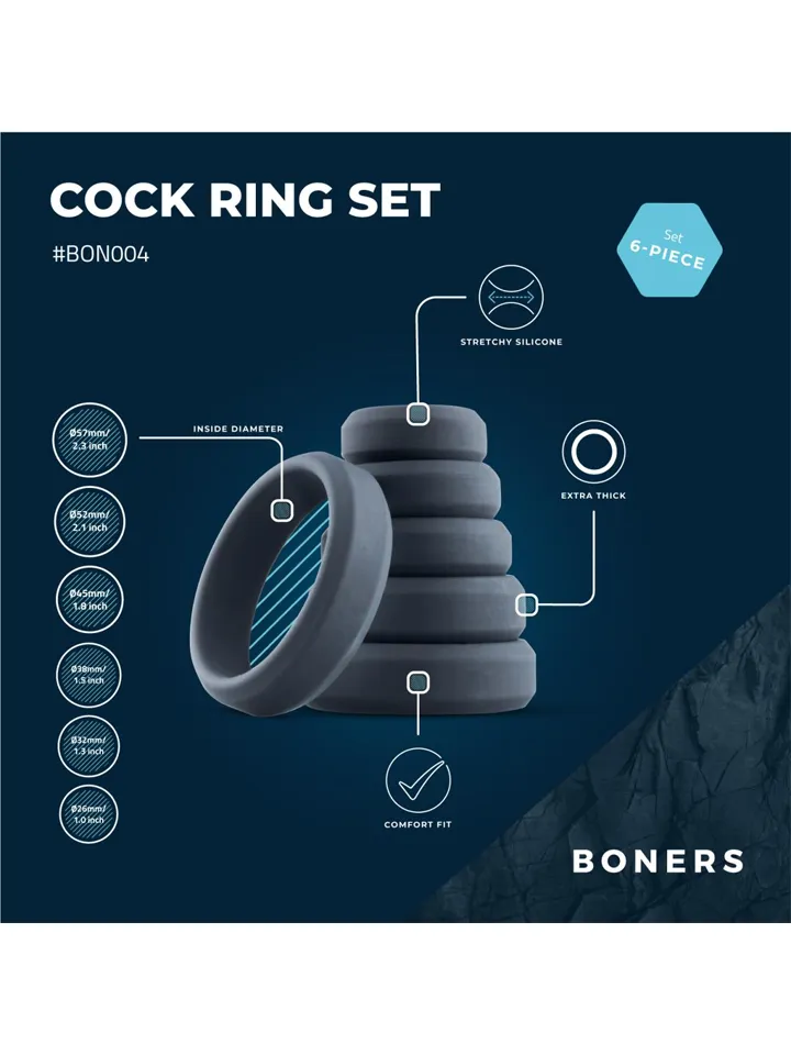 Boners 6-Piece Cock Ring Set - Gaiļa gredzenu komplekts 2 [full]