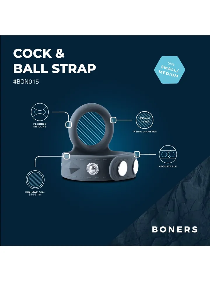 Boners Cock & Ball Strap S/M - Dzimumlocekļa un sēklinieku maisiņa gredzeni 2 [full]