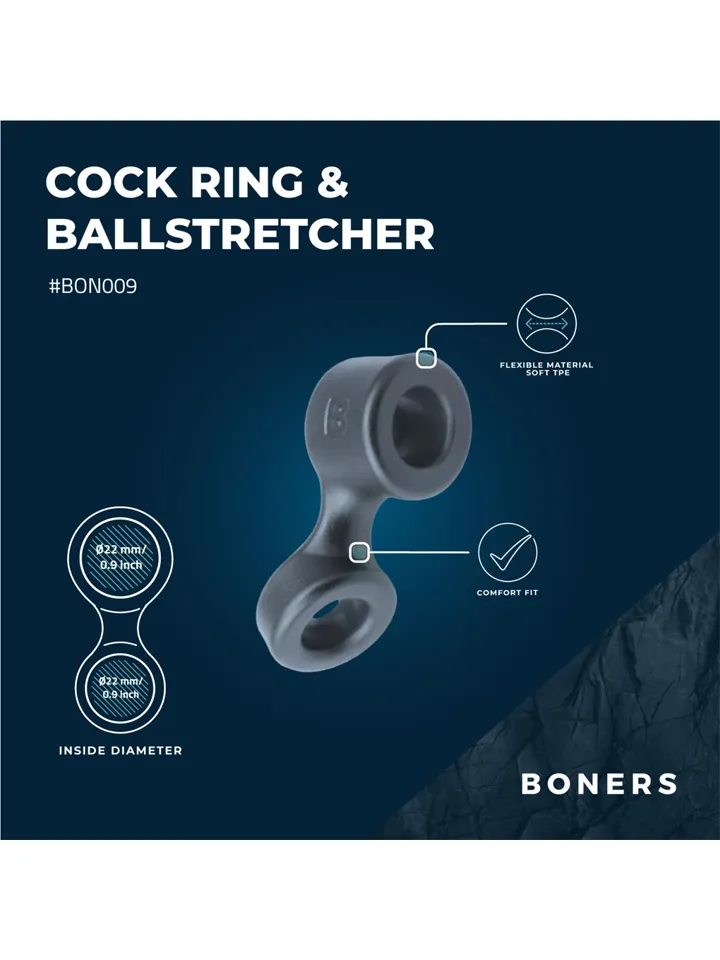 Boners Cock Ring & Ball Stretcher - Dzimumlocekļa un sēklinieku maisiņa gredzeni 2 [full]