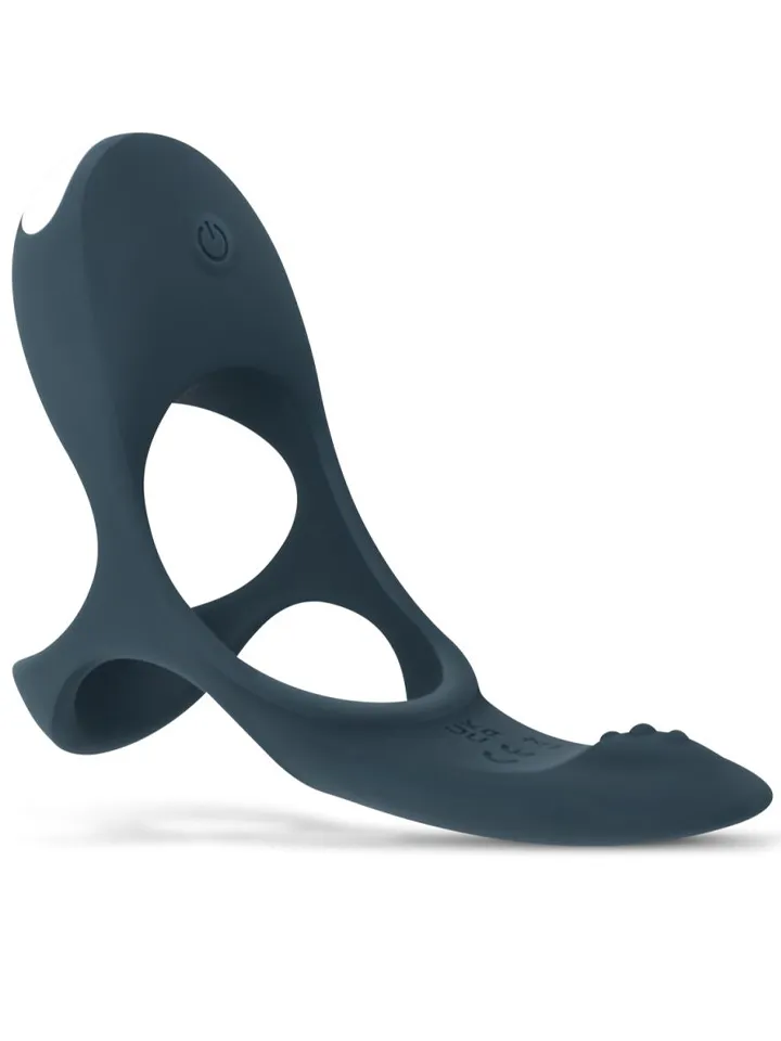 Boners Triple Vibrating Cockring Blue - Vibrējošs gaiļa gredzens 4