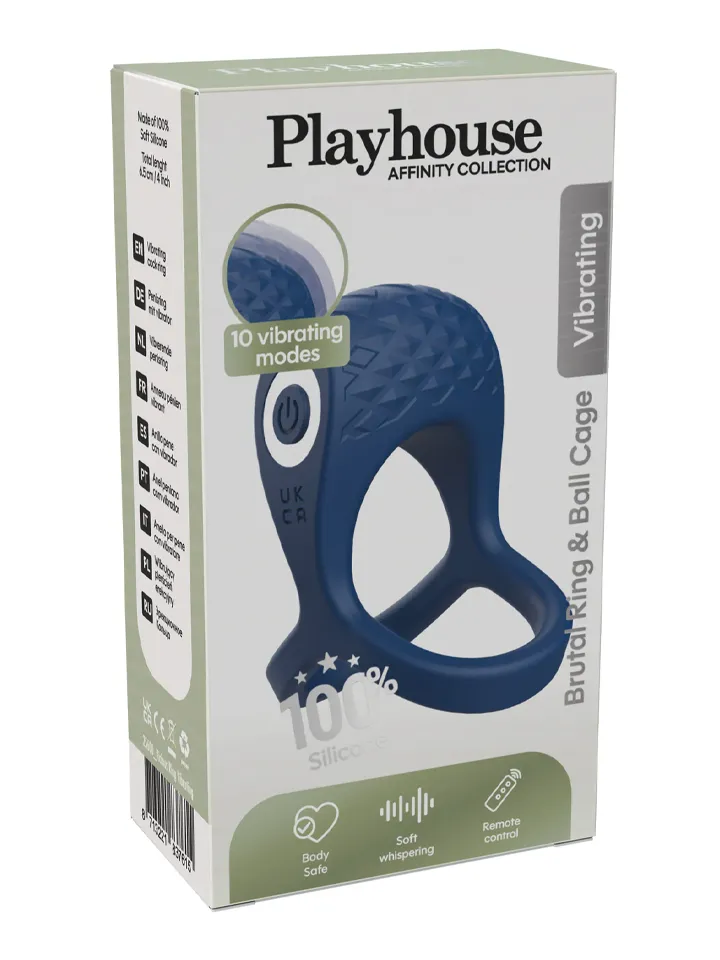 Brutal Ring & Ball Cage Vibrating + Remote - Vibrējošs gaiļa gredzens 3 [full]