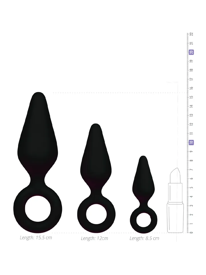 Buttplug Set With Pull Ring - Anālā spraudņa komplekts 3 [full]