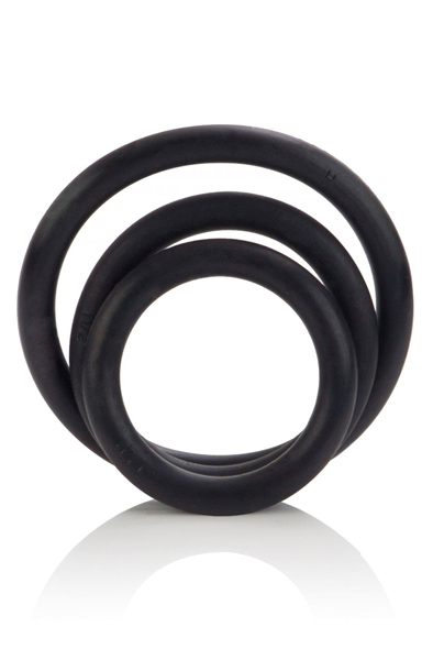 Cal Exotics Black Rubber Ring Set - Gaiļa gredzenu komplekts 1