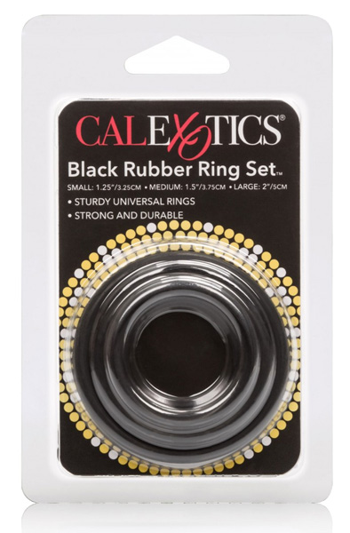 Cal Exotics Black Rubber Ring Set - Gaiļa gredzenu komplekts 2