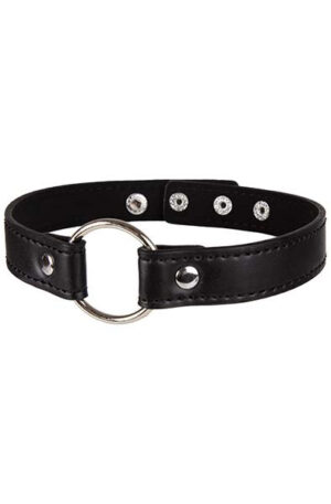 Choker Collar With Decorative Ring Black - Apkakle 1