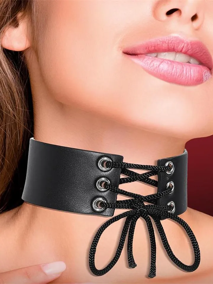Cinderella Collar With Lace Vegan Leather - BDSM Choker 1 [full]