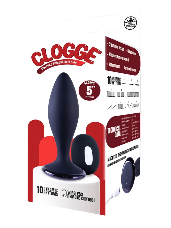 Clogge Vibrating Silicone Butt Plug - Vibrējošs anālais spraudnis 4 [full]