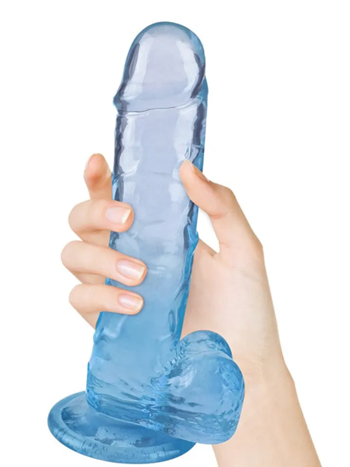 Crystal Pleasures Dual Color Blue 18 cm - Piesūcekņa dildo 1 [full]