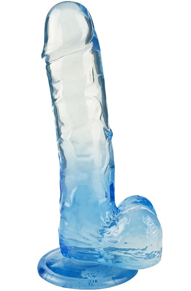 Crystal Pleasures Dual Color Blue 18 cm - Piesūcekņa dildo 2