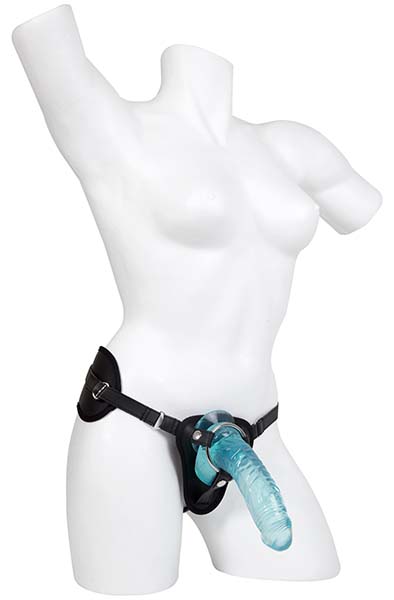 Crystal Pleasures Strap-On Aqua Blue 20 cm - Strap-on 1