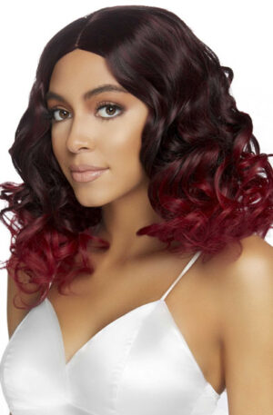 Curly Ombre Long Bob Wig Burgundy - Parūka 1