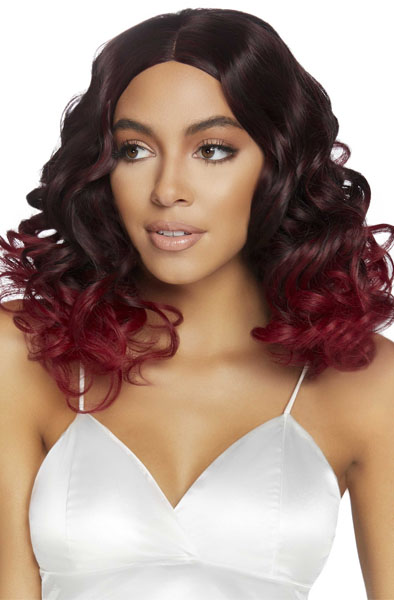 Curly Ombre Long Bob Wig Burgundy - Parūka 3