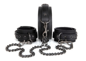 Dark Desire - Black Collar With Handcuffs - Roku dzelži priekš BDSM 1