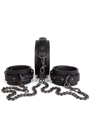 Dark Desire Collar With Ankle Cuffs - BDSM apkakles un kāju dzelži 1