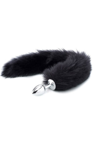 Deluxe Fluffy Fox Plug Black 45 cm - Dzīvnieka astes anālais spraudnis 1