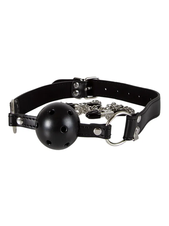 Diabolique Black Gag With Nipple Clamps - Gagbols ar krūšu klipšiem 2 [full]