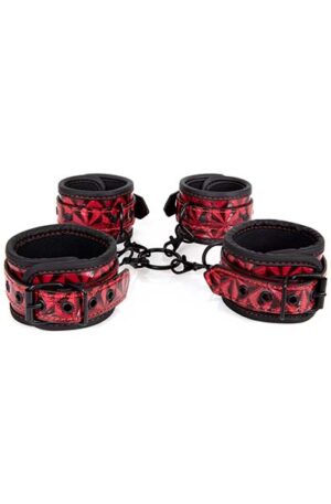 Diabolique Dark Hog-Tie With Cuffs Red - BDSM apkakles un kāju dzelži 1