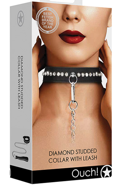 Diamond Studded Collar With Leash - Kaklasiksna un pavadas 3