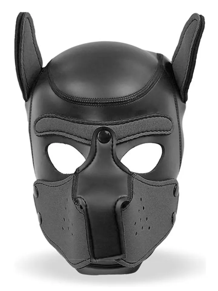 Dog Hood With Removable Muzzle Black M - BDSM maska 1 [full]