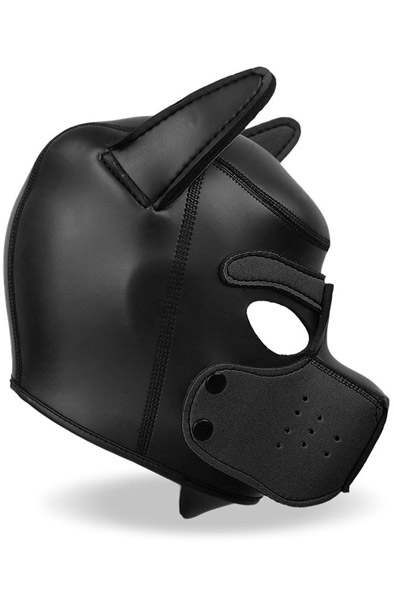 Dog Hood With Removable Muzzle Black M - BDSM maska 2