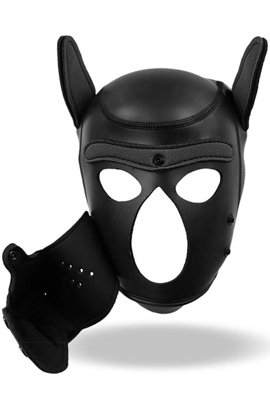 Dog Hood With Removable Muzzle Black M - BDSM maska 3
